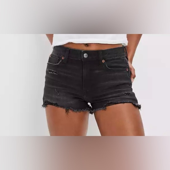 American Eagle Outfitters Pants - AMERICAN EAGLE BUTTON UP SHORTS SIZE 6 BLACK CUT OFFS